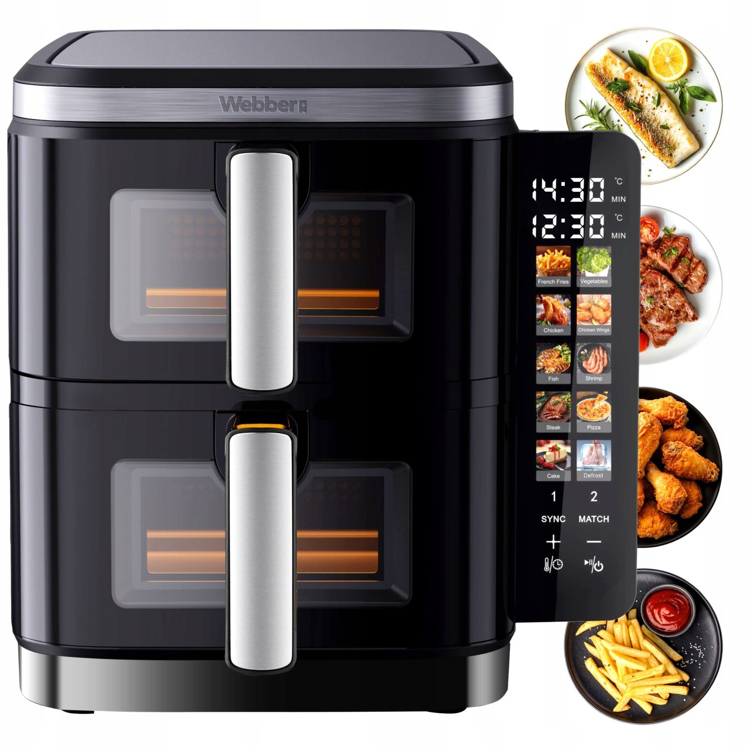 Webber AF901 Airfryer - 11L Dubbele Mand met Sync-functie