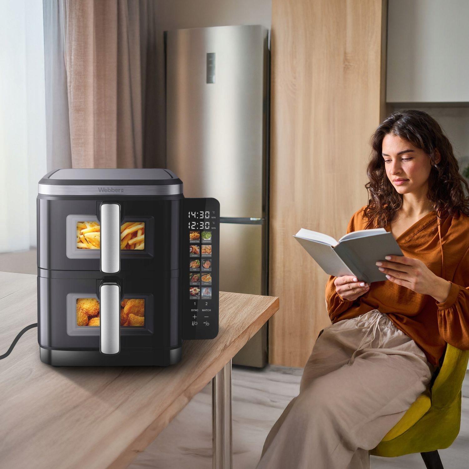 Webber AF901 Airfryer - 11L Dubbele Mand met Sync-functie