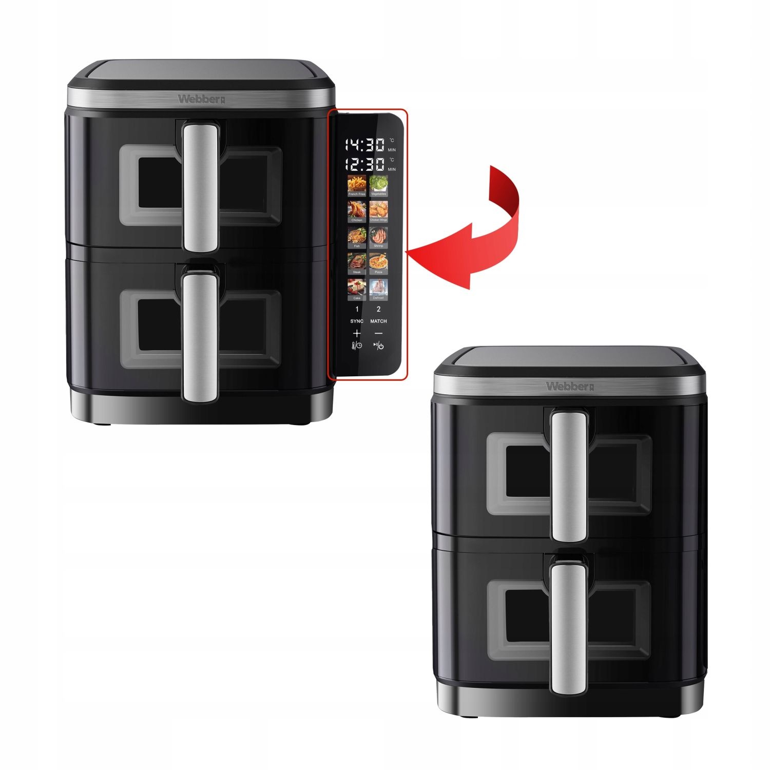 Webber AF901 Airfryer - 11L Dubbele Mand met Sync-functie