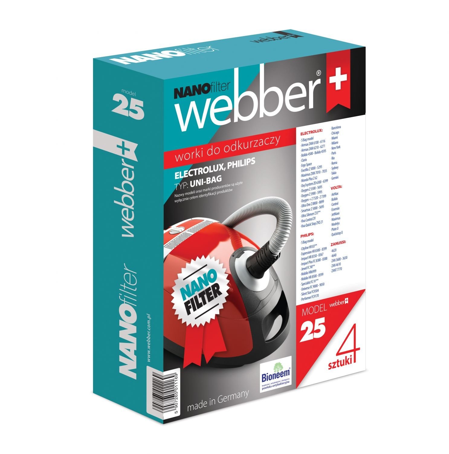 Webber UNI BAG Stofzuigerzakken - 25 stuks - 99,9% Nano Filter