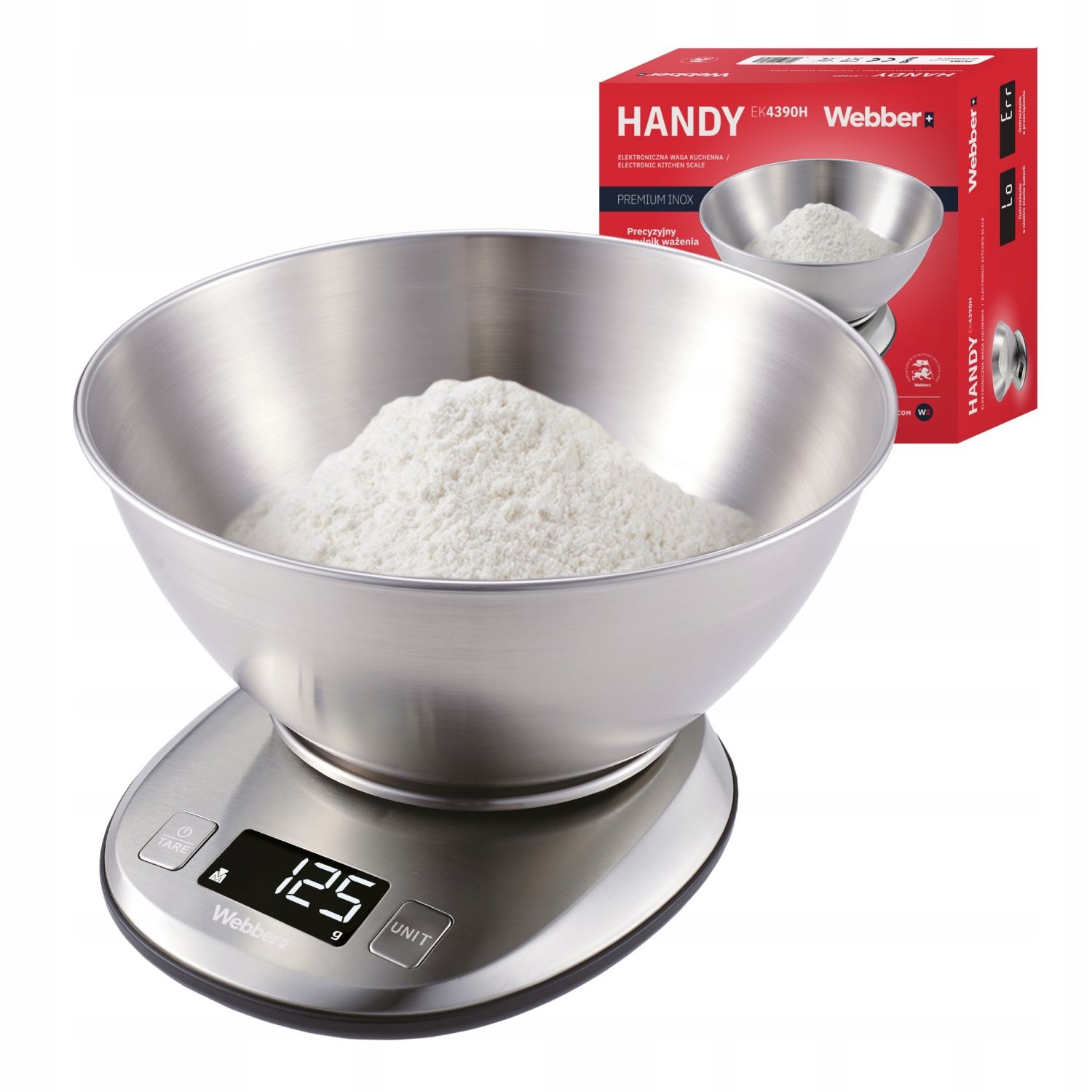 WEBBER HANDY EK4390H Keukenweegschaal - RVS precisie met mengkom