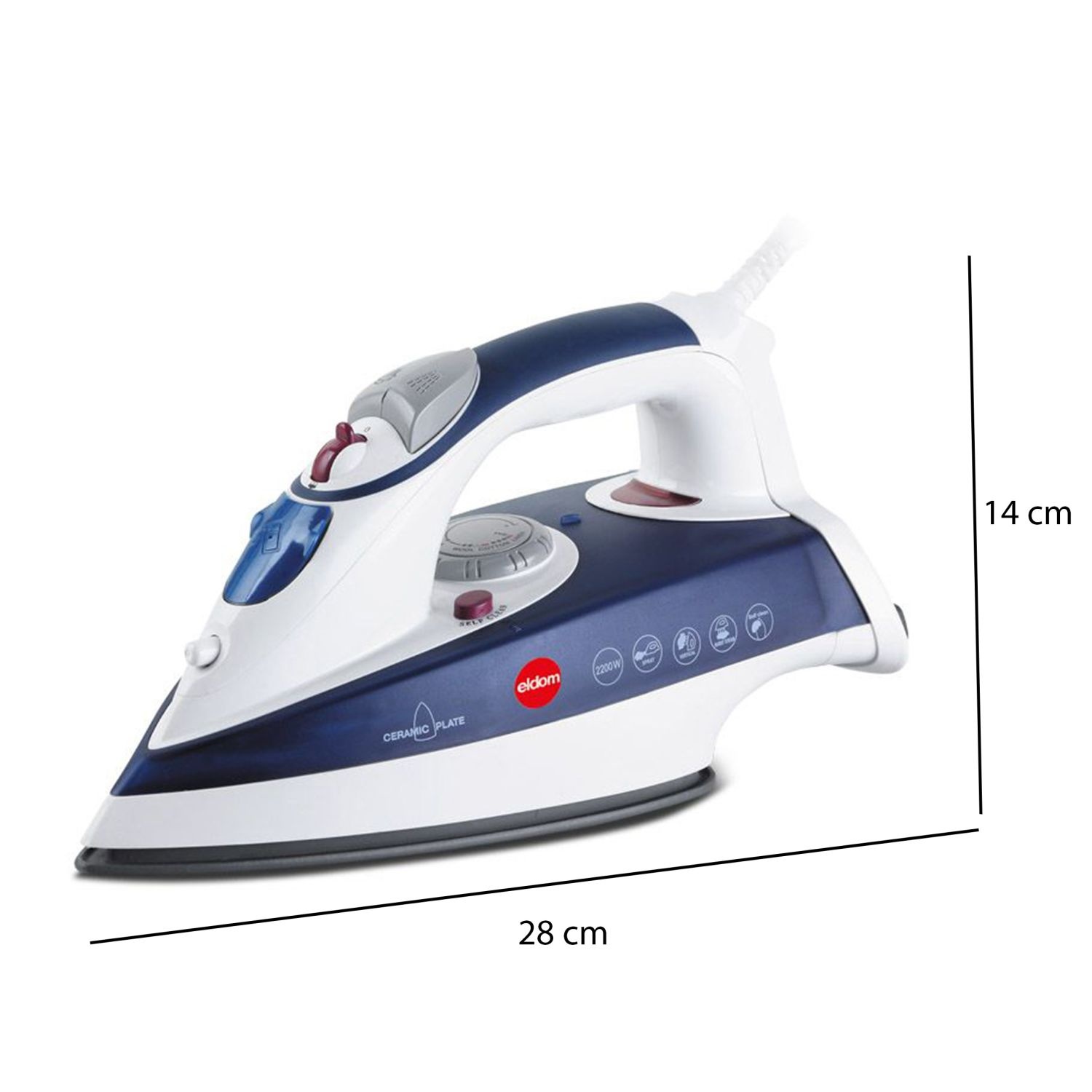 ELDOM Stoomstrijkijzer DA28C - Keramische zoolplaat & 2200W