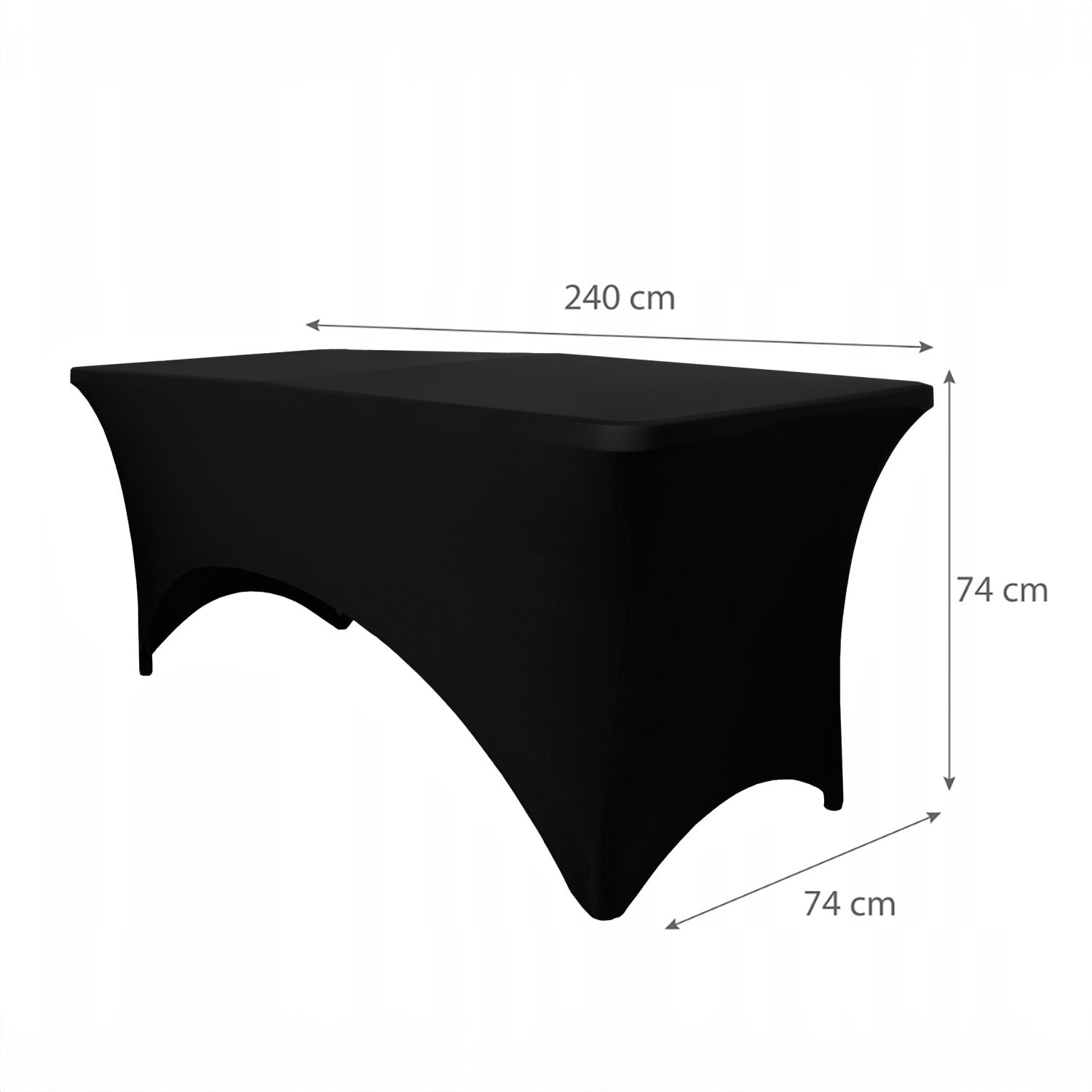 NUFORMA Stretch Tafelhoes 240x74cm - Kreukvrije cateringhoes zwart