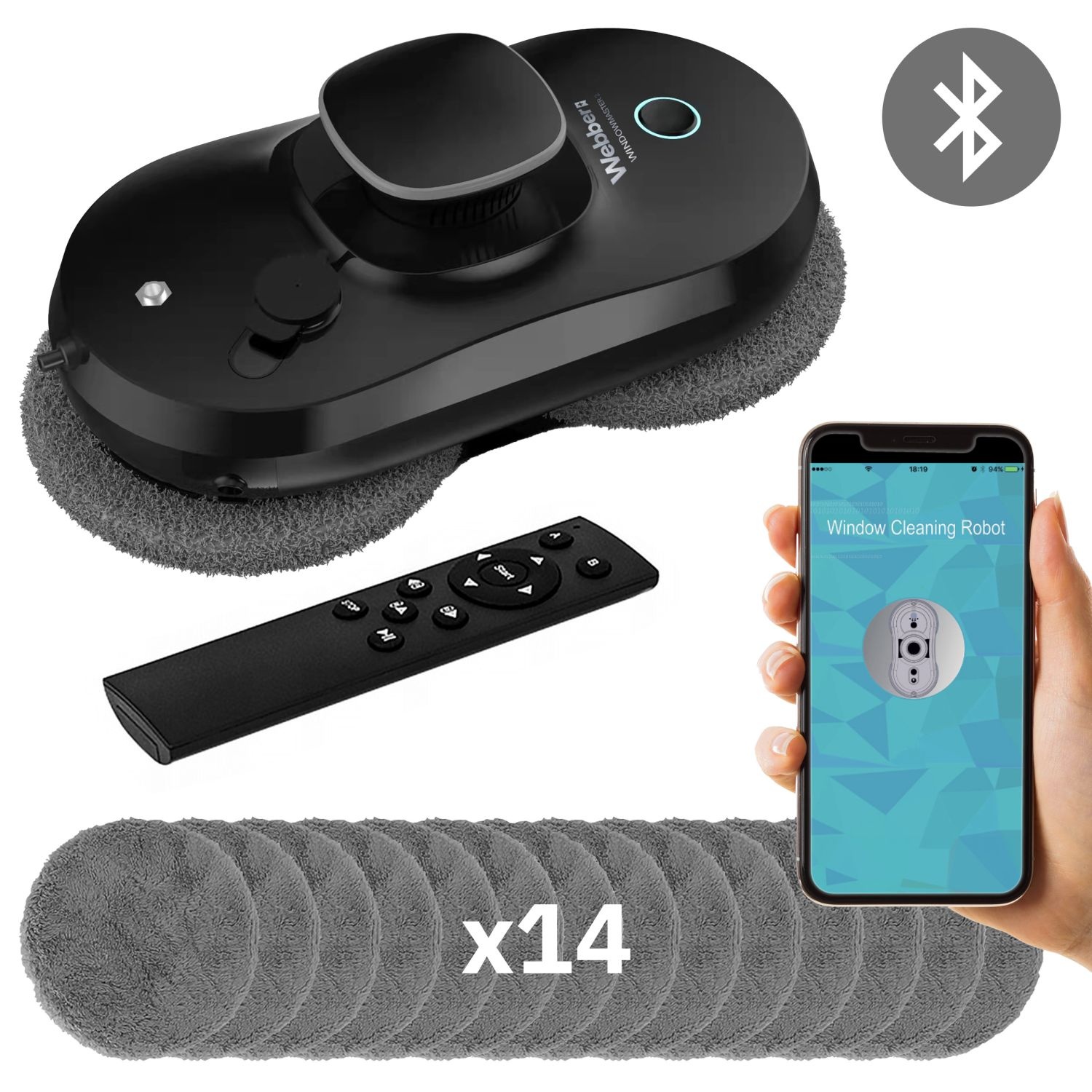 WEBBER WM 170 Robotraamreiniger - Streeploos Schoon met App-bediening