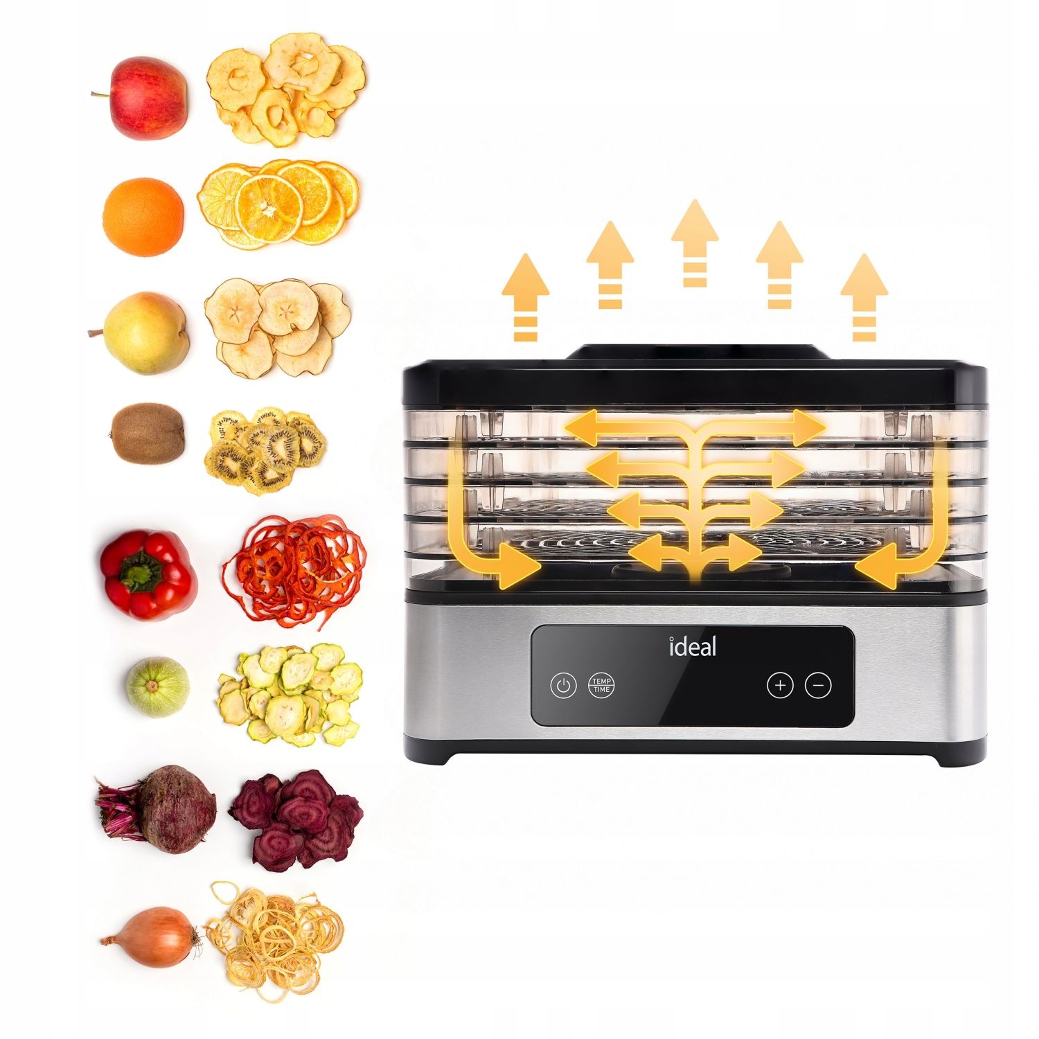 IDEAL INOX Voedseldroger - 5 Lagen en Instelbare Temperatuur