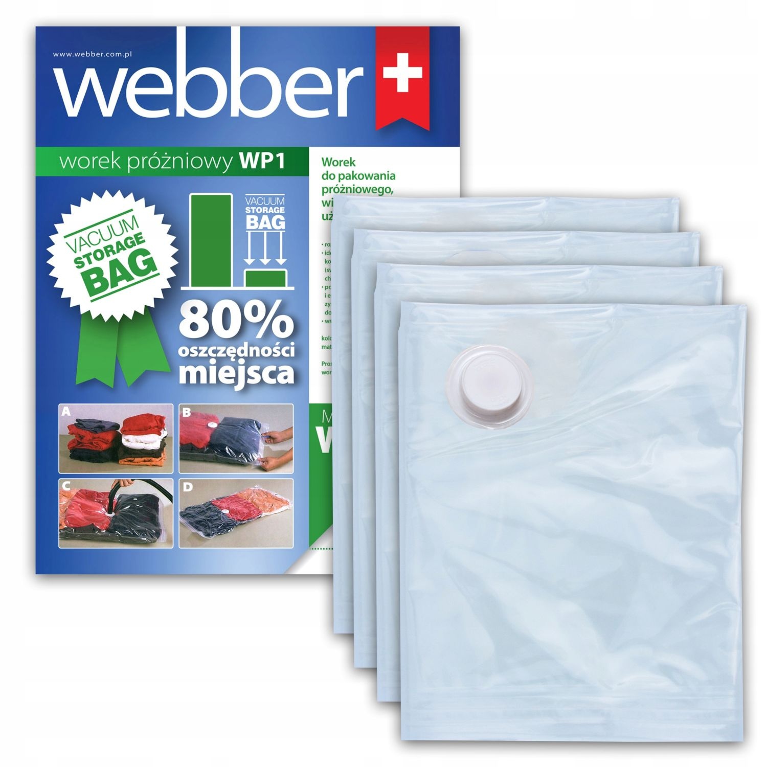 WEBBER XXL Vacuümzakken 70x130cm - 30% Dikker voor Beddengoed - 4 Stuks