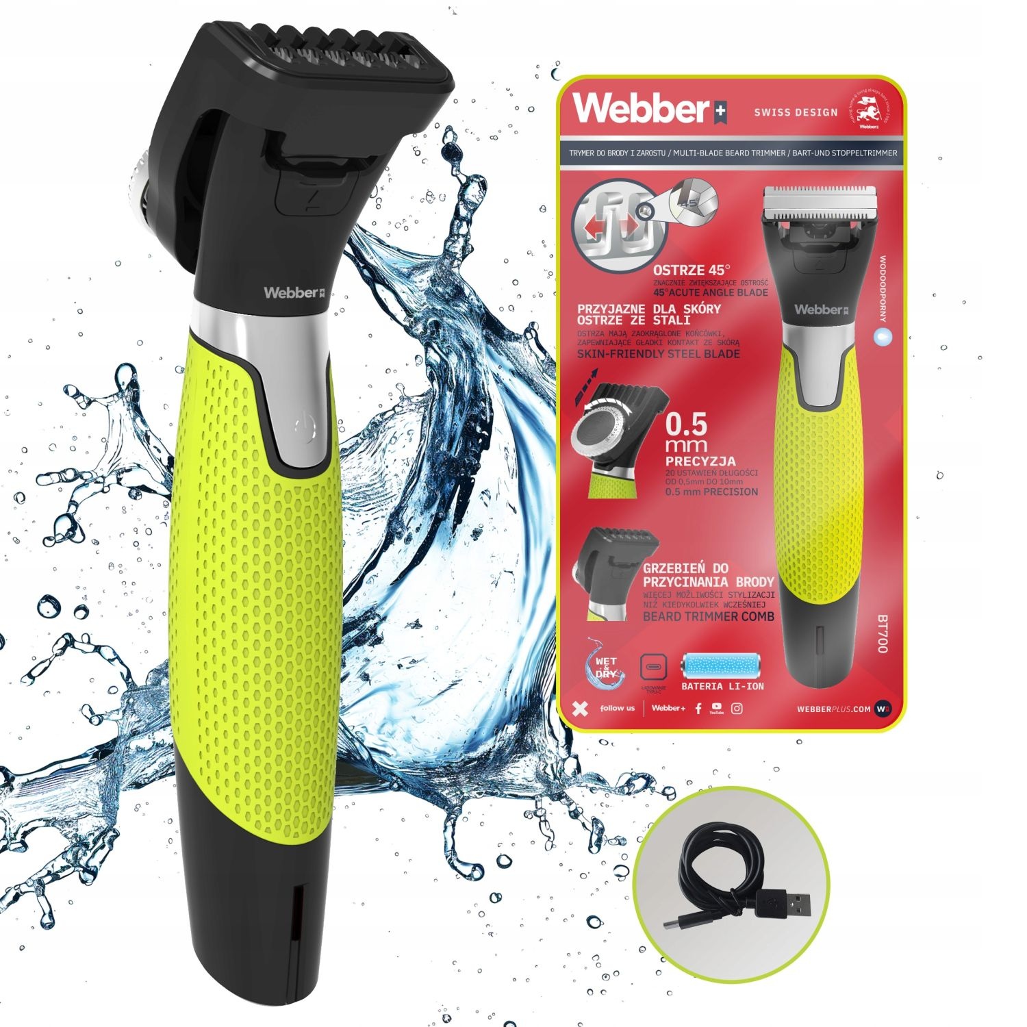 Webber MULTIBLADE BT700 Baardtrimmer - Ultieme precisie vanaf 0,5 mm