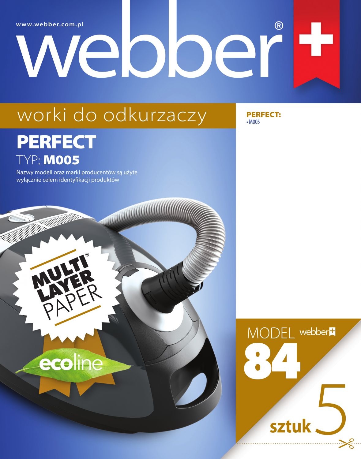Webber Stofzuigerzakken Perfect M005 - Meerlaags Papier voor Zuigkracht
