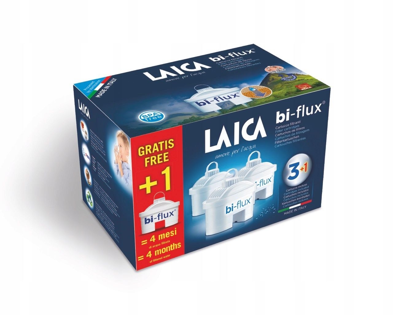 LAICA BI-FLUX Universal Filterpatroon - 4 Stuks - Past in Brita Maxtra