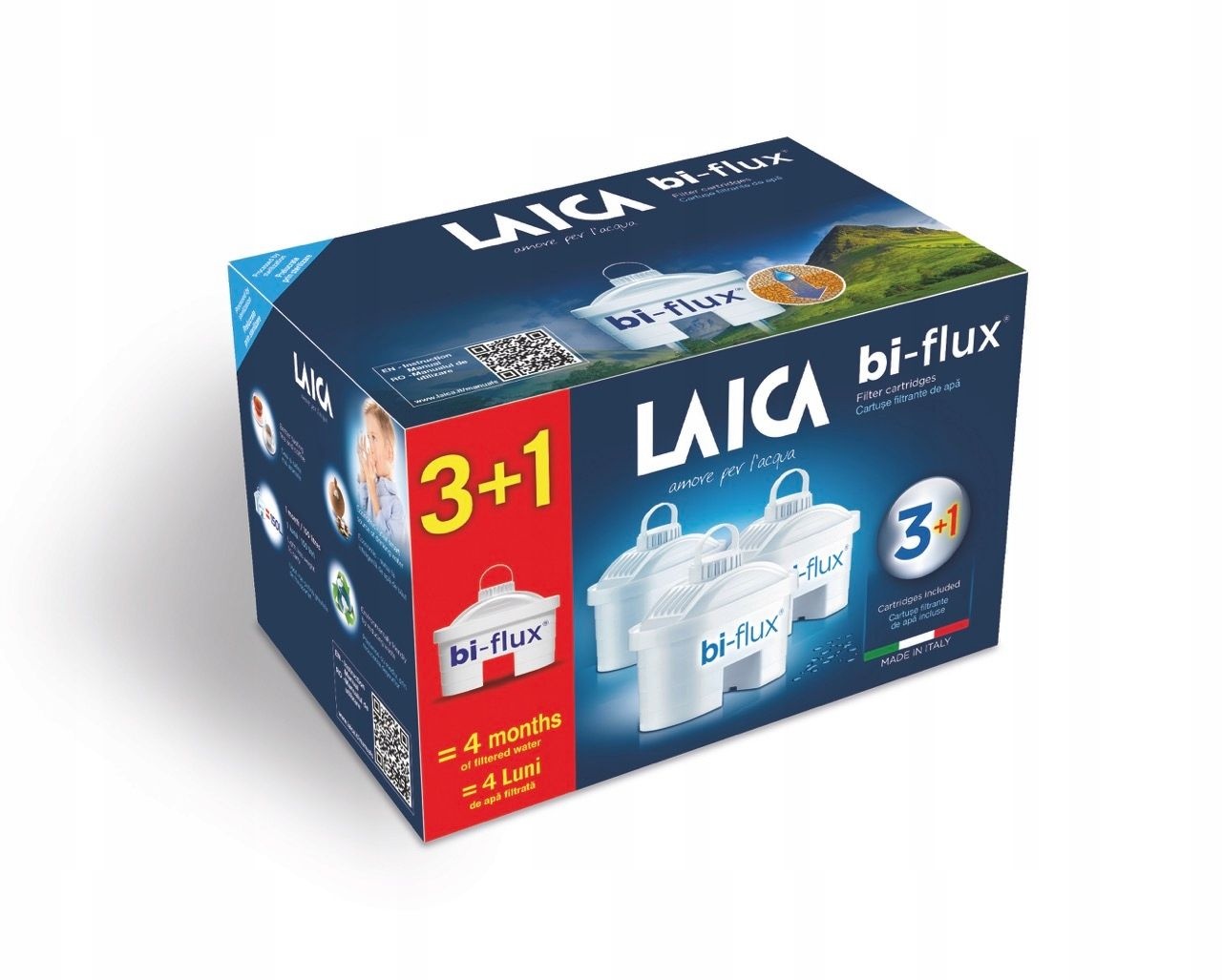 LAICA BI-FLUX Universal Filterpatroon - 4 Stuks - Past in Brita Maxtra