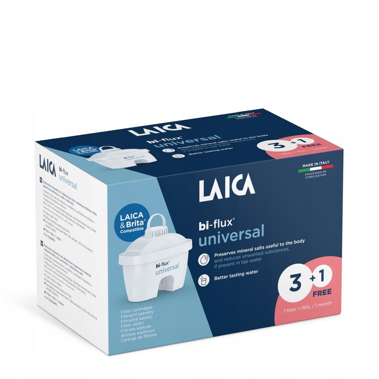 LAICA BI-FLUX Universal Filterpatroon - 4 stuks voor kalkvrij water