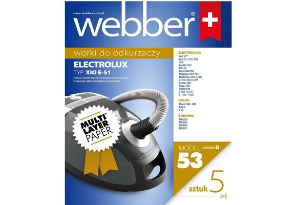 Webber Stofzuigerzakken Electrolux Xio E51 - 53 stuks meerlaags papier