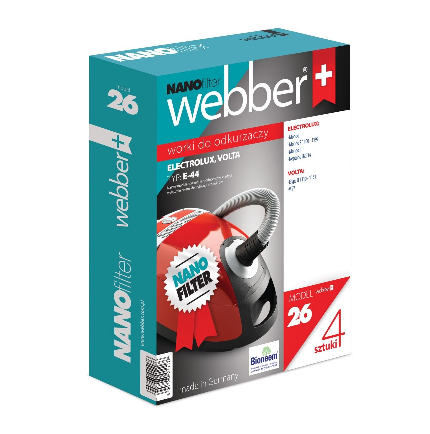 Webber Stofzuigerzakken Electrolux Mondo E44 - 99,9% Luchtfiltratie