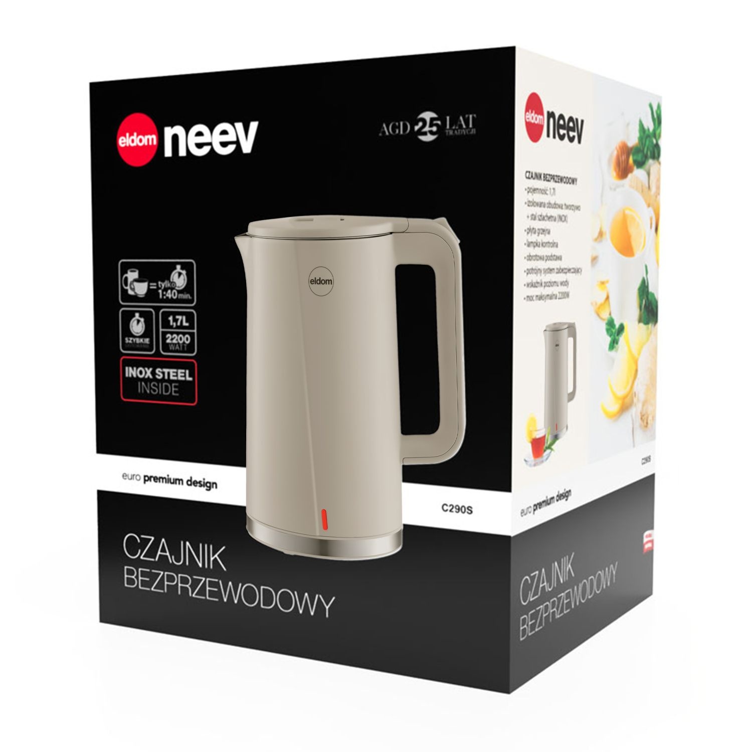 ELDOM Elektrische Waterkoker C290S - 2200W Snelkookfunctie