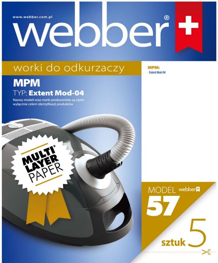 Webber Stofzuigerzakken MPM Extent - Meerlagig Papier voor Behoud Zuigkracht