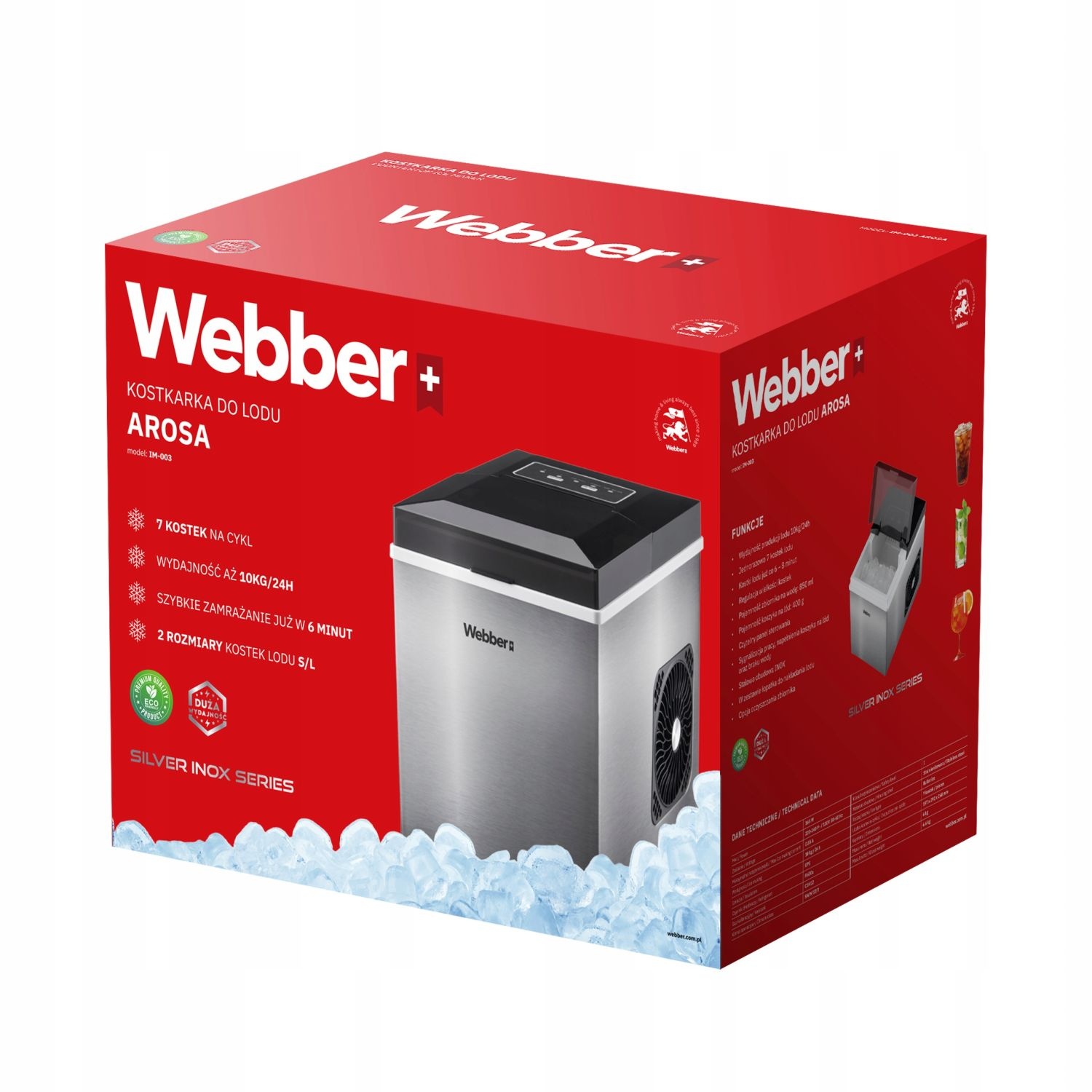 WEBBER Ijsblokjesmachine AROSA Webber IM-003 - Verse ijsblokjes in 6 minuten