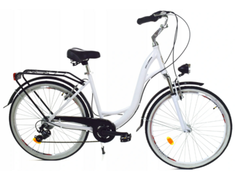 Stadsfiets - 26 inch - met 7 versnellingen - wit zwart