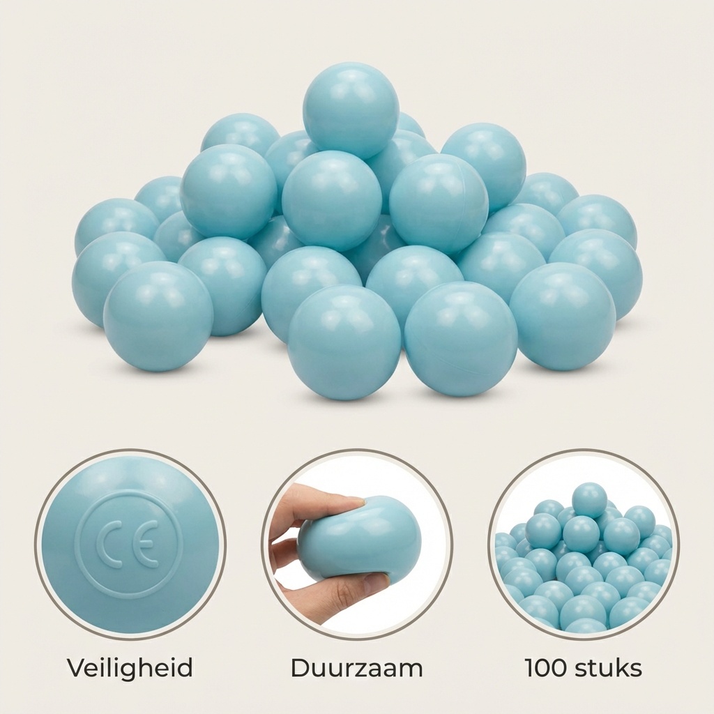 Ballenbak ballen licht blauw (70mm) 100 stuks