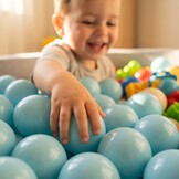 Ballenbak ballen licht blauw (70mm) 100 stuks