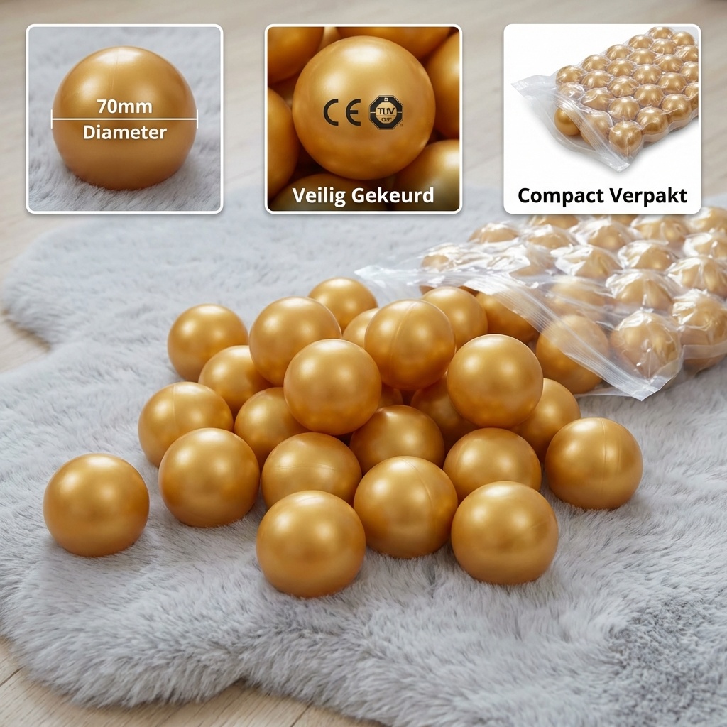 Ballenbak ballen goud (70mm) 100 stuks