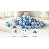 Ballenbak ballen 500 stuks 7cm, wit, lichtblauw, grijs, blauw
