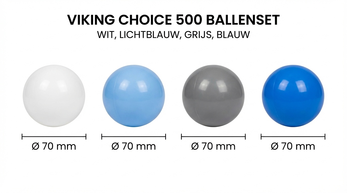 Ballenbak ballen 500 stuks 7cm, wit, lichtblauw, grijs, blauw