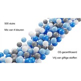 Ballenbak ballen 500 stuks 7cm, wit, lichtblauw, grijs, blauw