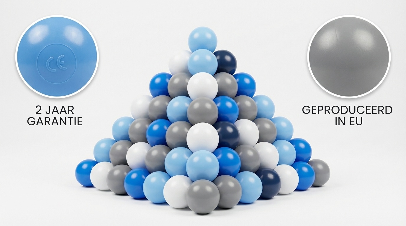 Ballenbak ballen 500 stuks 7cm, wit, lichtblauw, grijs, blauw