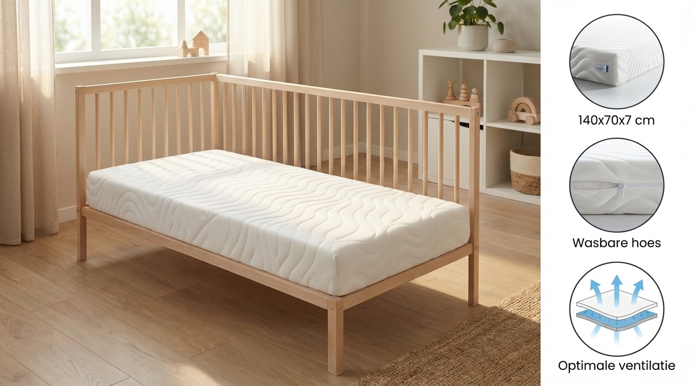 Kindermatras - matras 140x70x7 cm - koudschuim t130/150