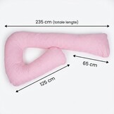 Zwangerschapskussen 100% katoen 235 cm roze met roze ruitjespatroon