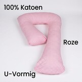 Zwangerschapskussen 100% katoen 235 cm roze met roze ruitjespatroon