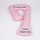Zwangerschapskussen 100% katoen 235 cm roze met roze ruitjespatroon