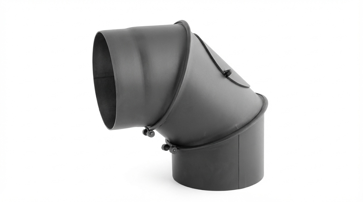 Kachelpijp - bocht - 90 graden - 2mm staal - Ø 120 mm - zwart