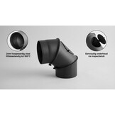 Kachelpijp - bocht - 90 graden - 2mm staal - Ø 120 mm - zwart