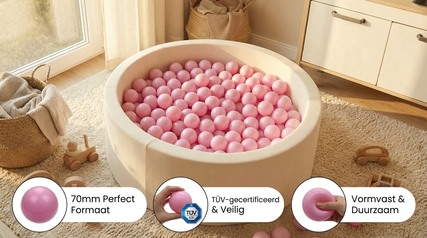 Ballenbak ballen poeder roze (70mm) 100 stuks