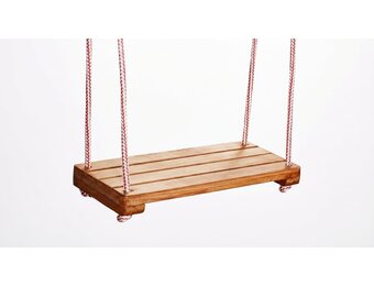 Houten schommel - 42x18 cm - gelakt - rood wit
