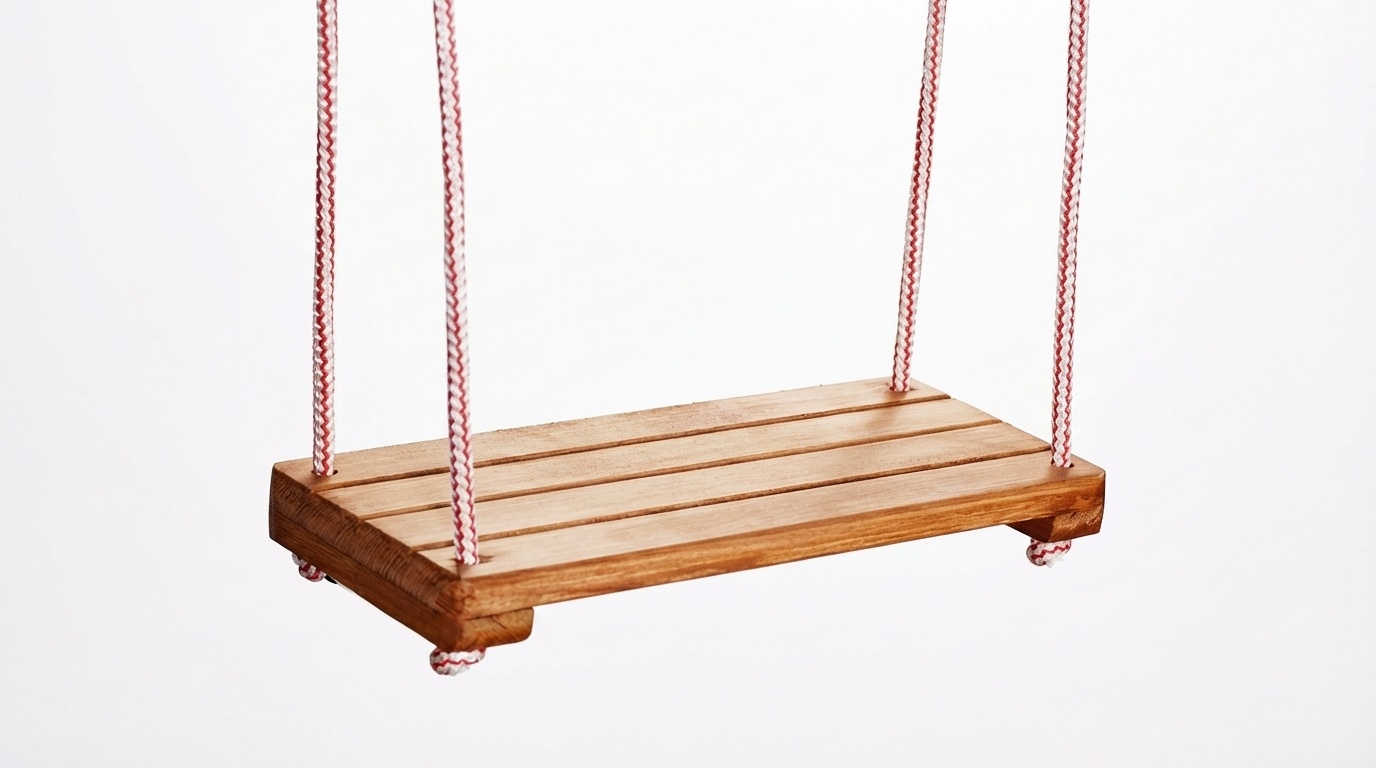 Houten schommel - 42x18 cm - gelakt - rood wit