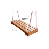 Houten schommel - 42x18 cm - gelakt - rood wit