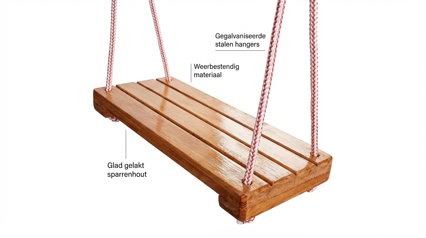 Houten schommel - 42x18 cm - gelakt - rood wit