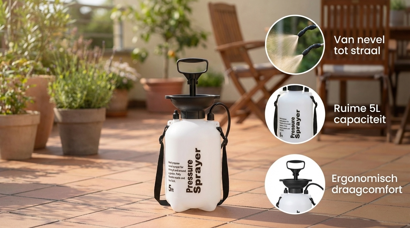 Drukspuit - onkruidspuit - gifspuit - 5 liter - wit zwart