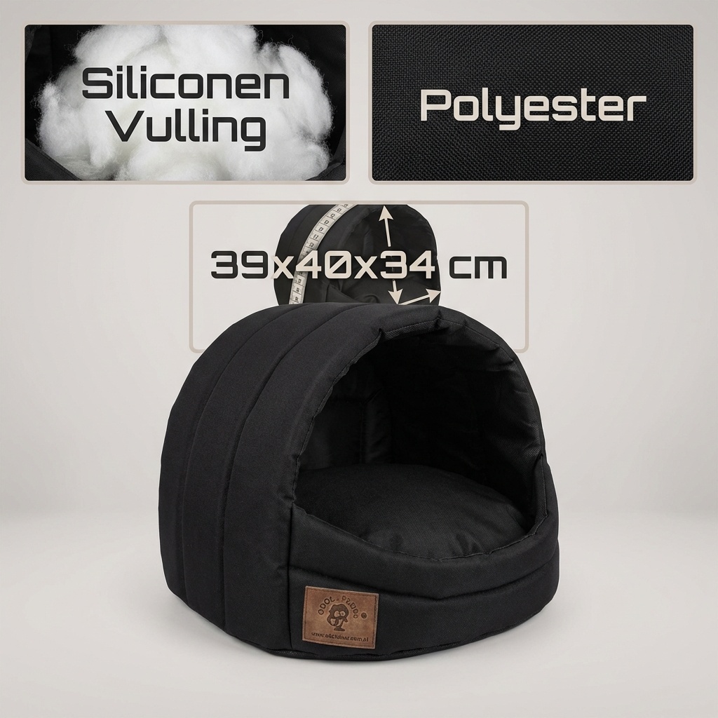 Hondenmand XS - kleine hond - box - hondemand - 39 x 40 x 34 cm - zwart - hondenbed - hondebed