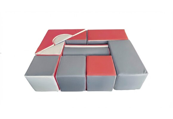 Foam blokken - speelblokken XXL - 11 delig - wit grijs koraal