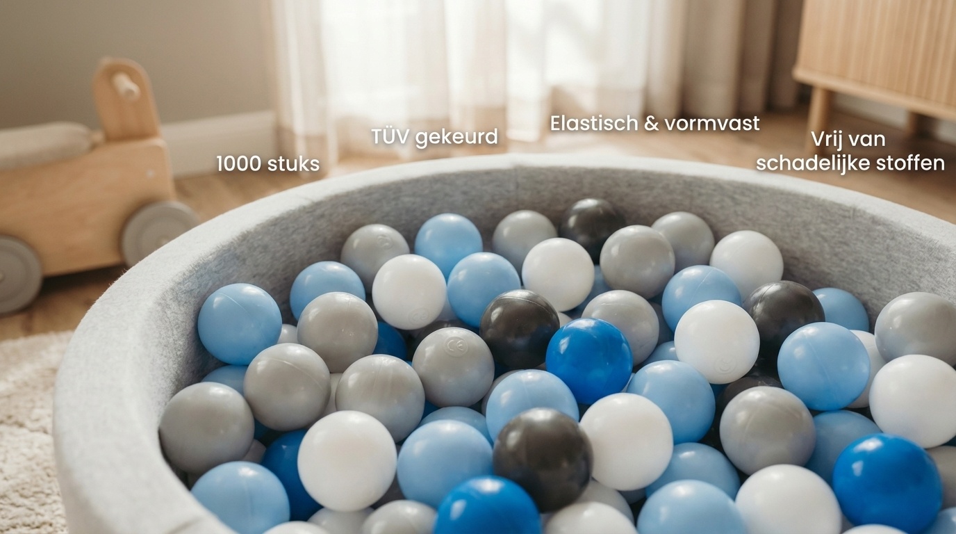 Ballenbak ballen 1000 stuks 7cm, wit, lichtblauw, grijs, blauw