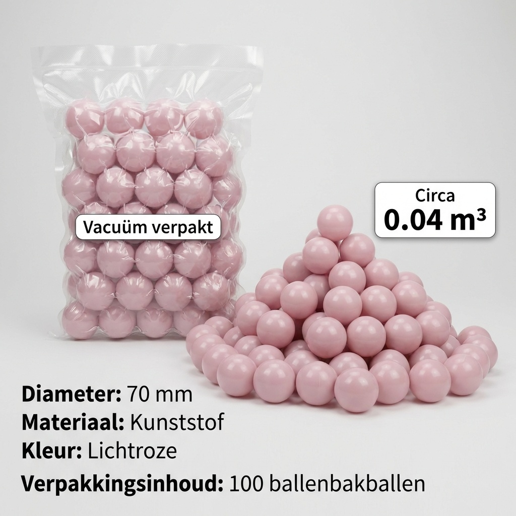 Ballenbak ballen licht roze (70mm) 100 stuks