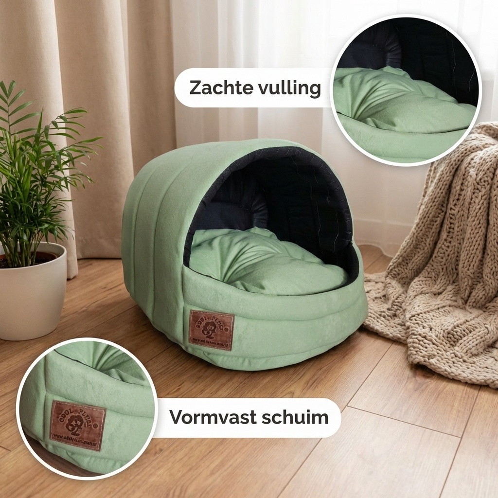 Hondenmand XS - kleine hond - box - hondemand - 39 x 40 x 34 cm - mat groen - hondenbed - hondebed