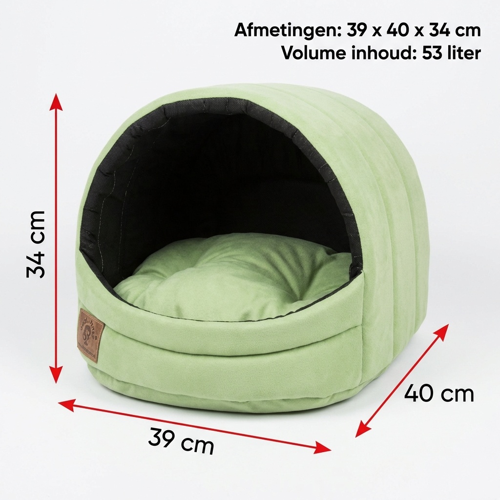 Hondenmand XS - kleine hond - box - hondemand - 39 x 40 x 34 cm - mat groen - hondenbed - hondebed