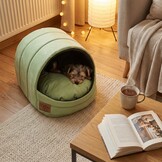 Hondenmand XS - kleine hond - box - hondemand - 39 x 40 x 34 cm - mat groen - hondenbed - hondebed