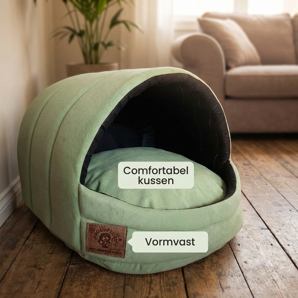 Hondenmand XS - kleine hond - box - hondemand - 39 x 40 x 34 cm - mat groen - hondenbed - hondebed