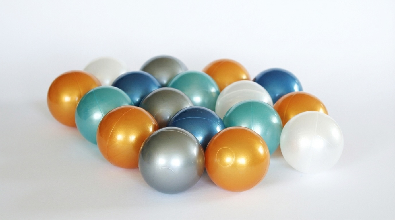 Ballenbak ballen 1000 stuks 7cm, goud, zilver, transparant, turqoise, lichtblauw