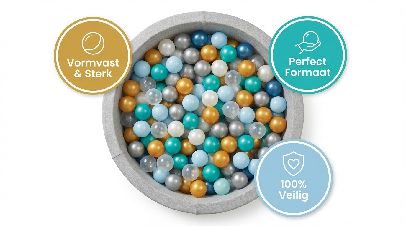 Ballenbak ballen 1000 stuks 7cm, goud, zilver, transparant, turqoise, lichtblauw